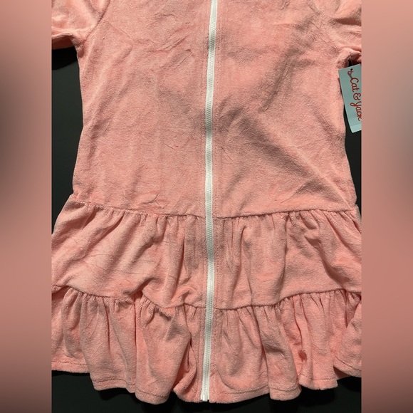 NWT Hooded Terry Zip Swimsuit Cover Up Dress - Cat & Jack Coral Pink L 927 - Picture 5 of 6